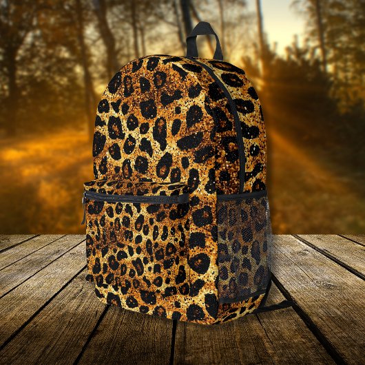 Luxury Glitter Gold Brown Rust Leopard Pattern Bedrukte Rugzak