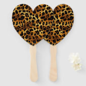 Luxury Glitter Gold Brown Rust Leopard Pattern Handwaaier (Voorkant en achterkant)