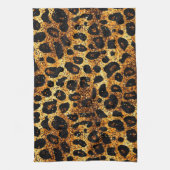 Luxury Glitter Gold Brown Rust Leopard Pattern Theedoek (Verticaal)