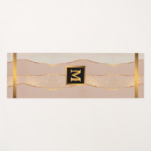 Luxury Glitter Roos Gold Monogrammed Yoga Mat (Voorkant (horizontaal))