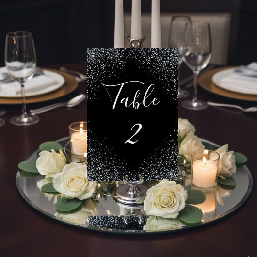 Luxury Glitters and Sparkles Wedding Table Number Kaart