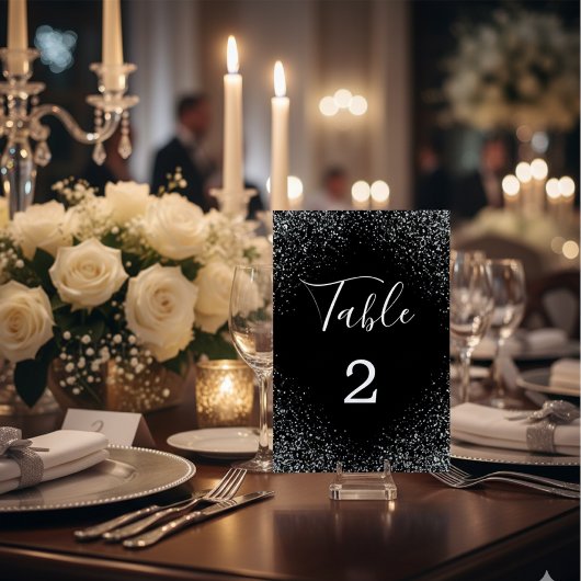 Luxury Glitters and Sparkles Wedding Table Number Kaart