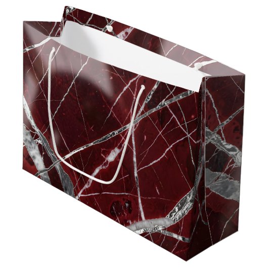Luxury glossy red marble groot cadeauzakje (Voorkant Gekanteld)