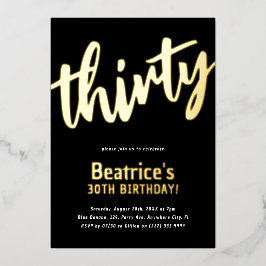 Luxury Gold '30' volwassen mijlpaal 30e verjaardag Folie Uitnodiging