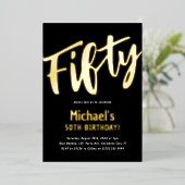 Luxury Gold '50' volwassen mijlpaal 50e verjaardag Folie Uitnodiging (Staand Voorkant)