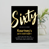 Luxury Gold '60' volwassen mijlpaal 60e verjaardag Folie Uitnodiging (Staand Voorkant)