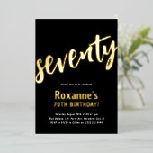 Luxury Gold '70' mijlpaal 70e verjaardag Folie Uitnodiging (Staand Voorkant)