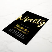 Luxury Gold '90 Volwassenenmijlpaal 90e verjaardag Folie Uitnodiging (Gedraaid)
