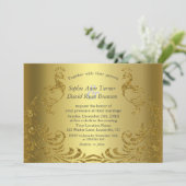 Luxury Gold Abstract Peacock Wedding Kaart (Staand voorkant)