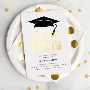Luxury Gold AFSTUDEERDER Party Afstuderen Folie Uitnodiging