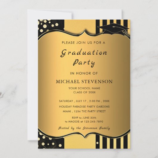 Luxury Gold Afstuderen Uitnodiging - Elegant (Voorkant)