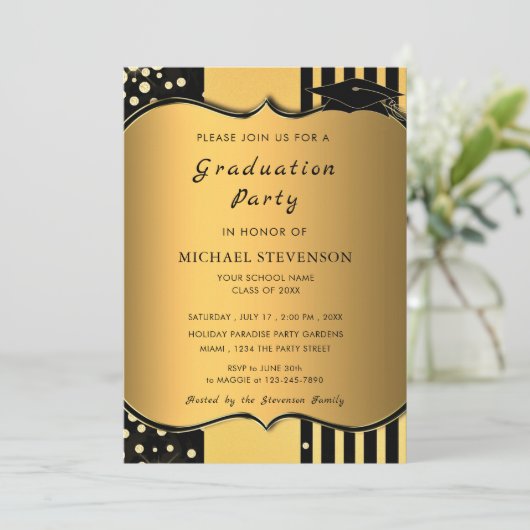 Luxury Gold Afstuderen Uitnodiging - Elegant (Staand voorkant)