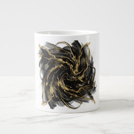 Luxury Gold and Black Abstract Marble  Grote Koffiekop (Voorkant)