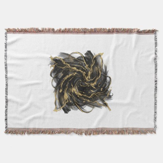 Luxury Gold and Black Abstract Marble Ink Flow Deken (Voorkant)