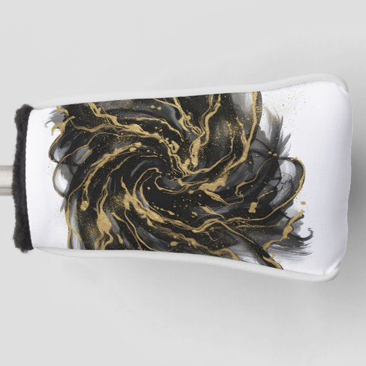 Luxury Gold and Black Abstract Marble Ink Flow Golfheadcover (Voorkant)