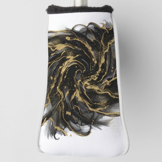 Luxury Gold and Black Abstract Marble Ink Flow Golfheadcover (Draai 90)
