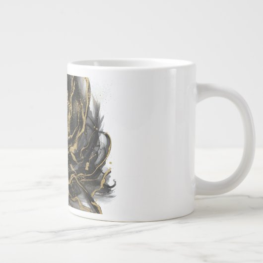 Luxury Gold and Black Abstract Marble Ink Flow Grote Koffiekop (Rechts)