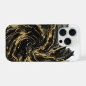 Luxury Gold and Black Abstract Marble Ink Flow iPhone Hoesje (Achterkant horizontaal)
