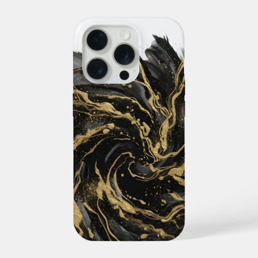 Luxury Gold and Black Abstract Marble Ink Flow iPhone Hoesje (Achterkant)