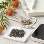 Luxury Gold and Black Abstract Marble Ink Flow Sleutelhanger (Voorkant Rechts)