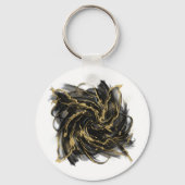 Luxury Gold and Black Abstract Marble Ink Flow Sleutelhanger (Voorkant)