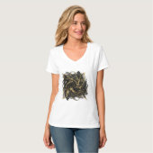 Luxury Gold and Black Abstract Marble Ink Flow T-shirt (Voorkant volledig)