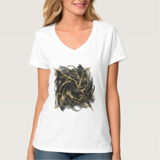 Luxury Gold and Black Abstract Marble Ink Flow T-shirt