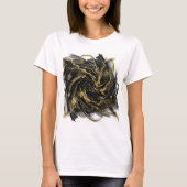 Luxury Gold and Black Abstract Marble Ink Flow T-shirt (Voorkant)