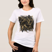 Luxury Gold and Black Abstract Marble Ink Flow Tri-Blend Shirt (Voorkant)