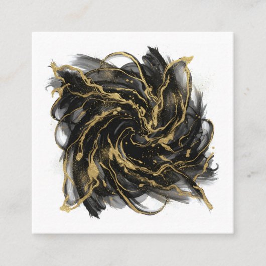 Luxury Gold and Black Abstract Marble Ink Flow Vierkante Visitekaartje (Voorkant)
