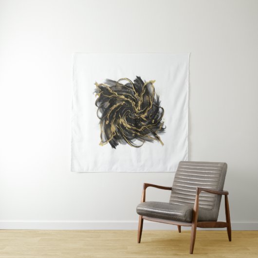 Luxury Gold and Black Abstract Marble Ink Flow Wandkleed (In situ)