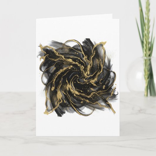 Luxury Gold and Black Abstract Marble  Kaart (Voorkant)