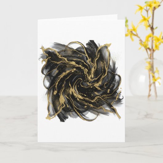 Luxury Gold and Black Abstract Marble  Kaart (Gele Bloem)