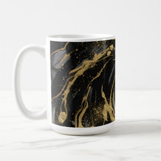 Luxury Gold and Black Abstract Marble  Koffiemok (Links)
