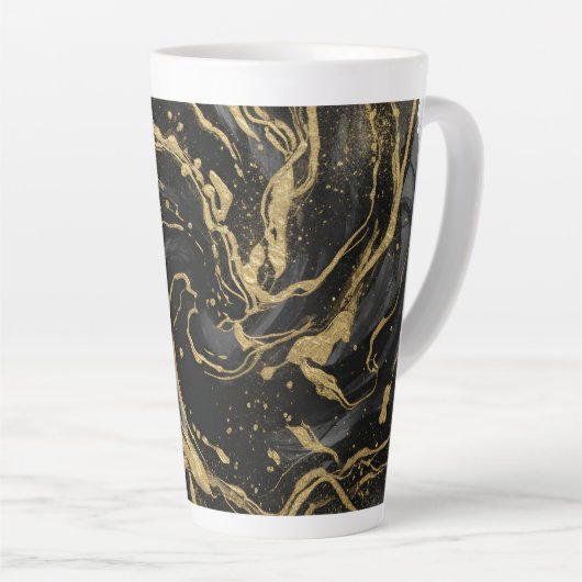 Luxury Gold and Black Abstract Marble Latte Mok (Rechterhoek)