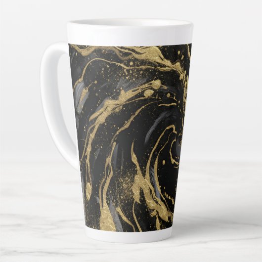 Luxury Gold and Black Abstract Marble  Latte Mok (Linkerhoek)