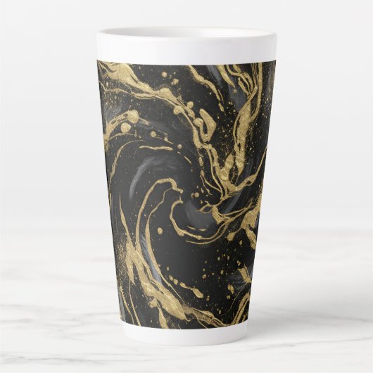 Luxury Gold and Black Abstract Marble Latte Mok (Voorkant)