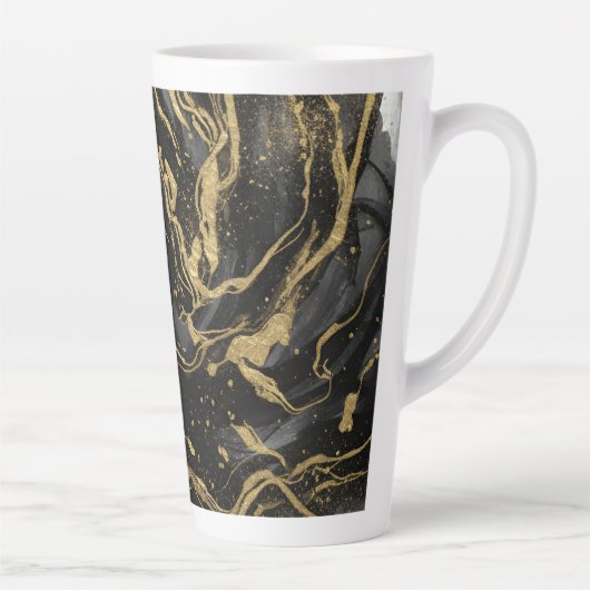 Luxury Gold and Black Abstract Marble  Latte Mok (Rechts)