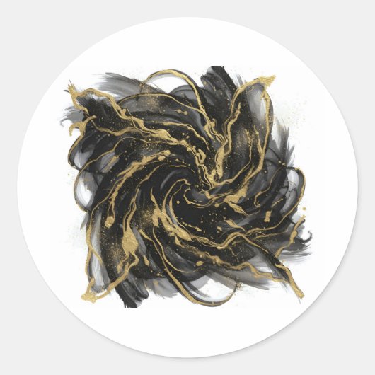 Luxury Gold and Black Abstract Marble Ronde Sticker (Voorkant)
