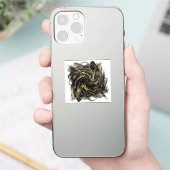 Luxury Gold and Black Abstract Marble  Sticker (Telefoon)