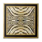 Luxury Gold and Black Abstract Zebra Pattern Tegeltje (Voorkant)