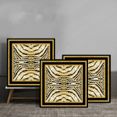 Luxury Gold and Black Abstract Zebra Pattern Tegeltje