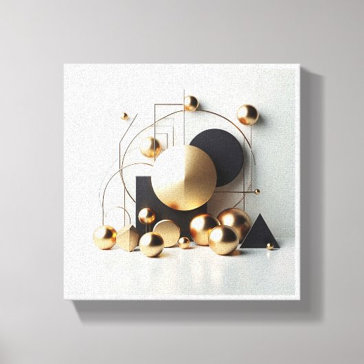 Luxury Gold and Black Geometric Abstract - Modern Canvas Afdruk (Voorkant)