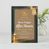 Luxury Gold and Black Islamic Iftar Dinner Kaart (Staand voorkant)