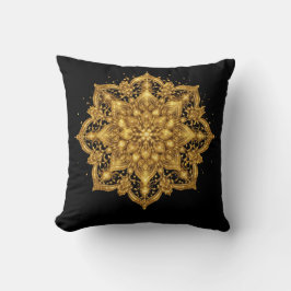 Luxury Gold and Black Mandala Throw Pillow Kussen