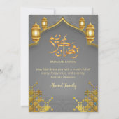 Luxury Gold and Charcoal Grey Iftar Dinner Kaart (Achterkant)