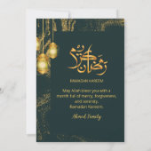 Luxury Gold and Dark Emerald Iftar Dinner Kaart (Achterkant)
