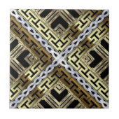 Luxury Gold and Silver Greek Geometric Pattern Tegeltje (Voorkant)