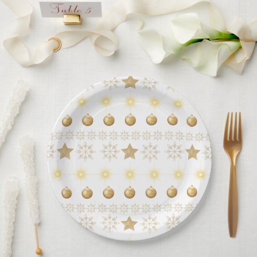 Luxury Gold and White Luxury Festive Papieren Bordje (Huwelijk)