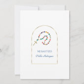 Luxury Gold Arch Rosary Boy Monogram Bautizo Kaart (Achterkant)